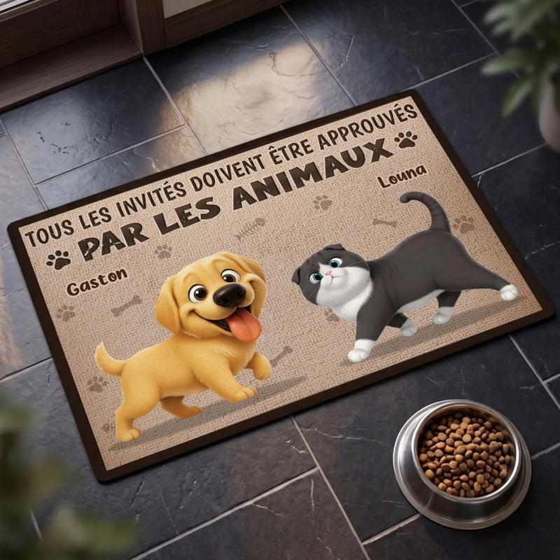 Paillasson Personnalisé – Cadeau Pour Propriétaires D’Animaux, Amoureux des Animaux – L’animal Approuve Les Invités