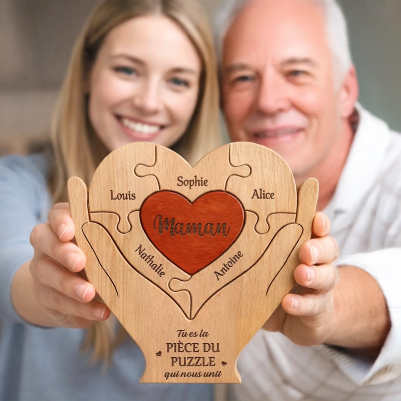 Puzzle En Bois Personnalisé – Cadeau Pour Maman – Tu Es La Pièce Qui Nous Unit