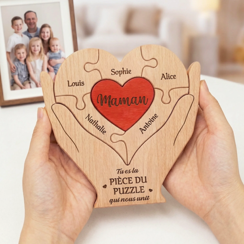Puzzle En Bois Personnalisé – Cadeau Pour Maman – Tu Es La Pièce Qui Nous Unit