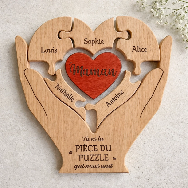 Puzzle En Bois Personnalisé – Cadeau Pour Maman – Tu Es La Pièce Qui Nous Unit