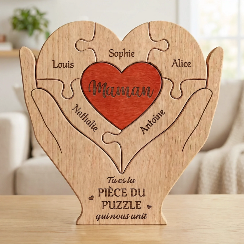 Puzzle En Bois Personnalisé – Cadeau Pour Maman – Tu Es La Pièce Qui Nous Unit