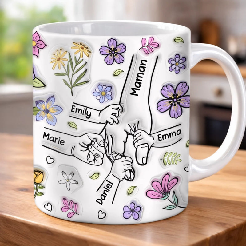 Mug Personnalisé À Effet Imprimé 3D Gonflé –  Cadeau Fête Des Mères pour Maman – Maman Attend Ses Enfants