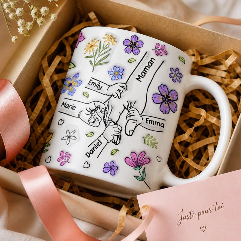 Mug Personnalisé À Effet Imprimé 3D Gonflé –  Cadeau Fête Des Mères pour Maman – Maman Attend Ses Enfants