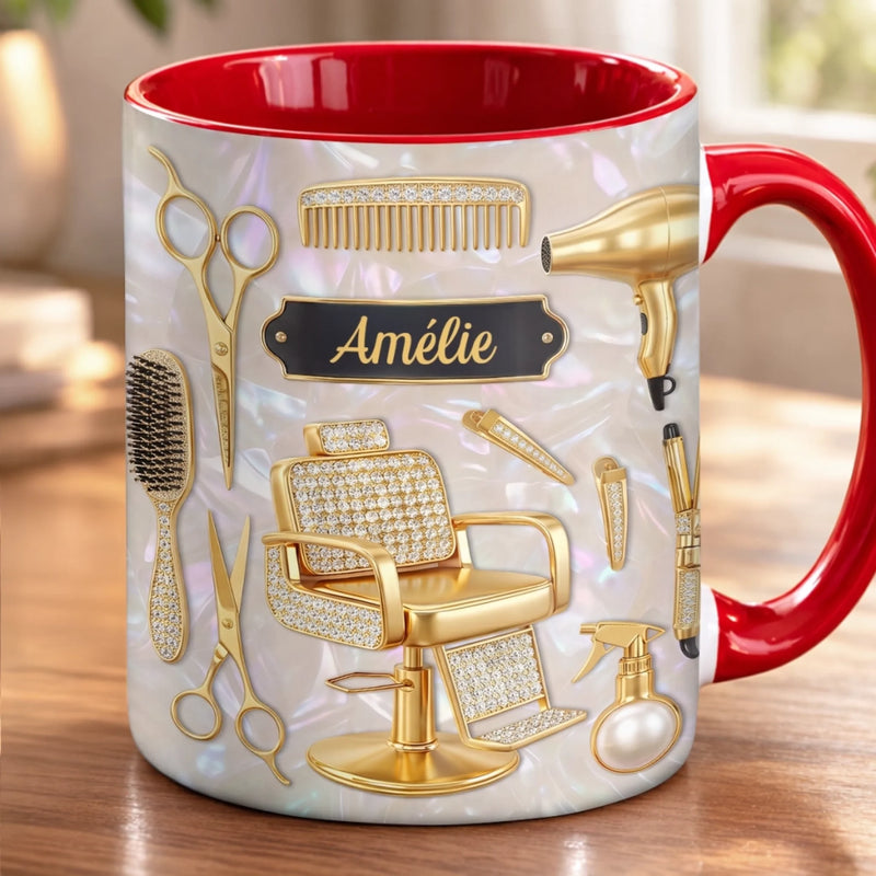 Tasse Personnalisée Bicolore – Cadeau Pour Coiffeur Ou Coiffeuse – Magie Entre Mes Mains
