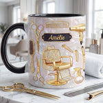 Tasse Personnalisée Bicolore – Cadeau Pour Coiffeur Ou Coiffeuse – Magie Entre Mes Mains