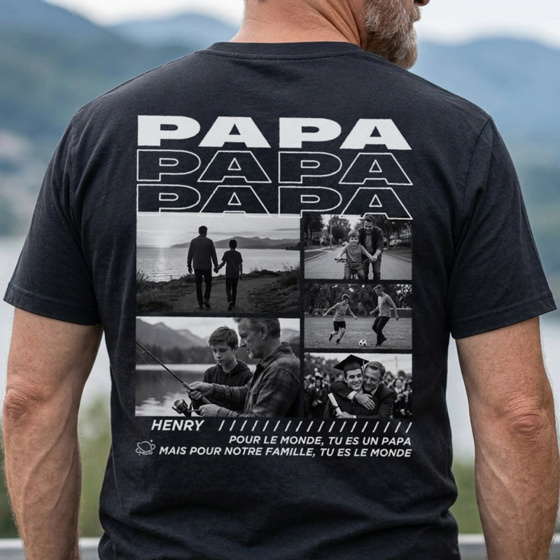 T-Shirt Imprimé Au Dos Personnalisé Photo – Cadeau Pour Papa, Papi – Tu Es Tout Pour Moi