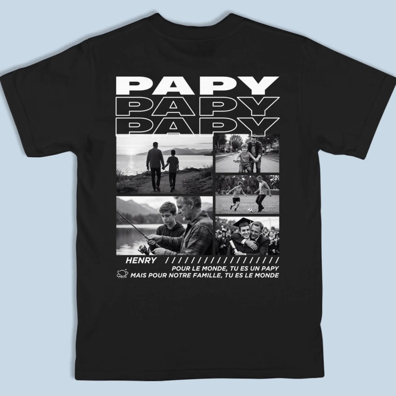 T-Shirt Imprimé Au Dos Personnalisé Photo – Cadeau Pour Papa, Papi – Tu Es Tout Pour Moi