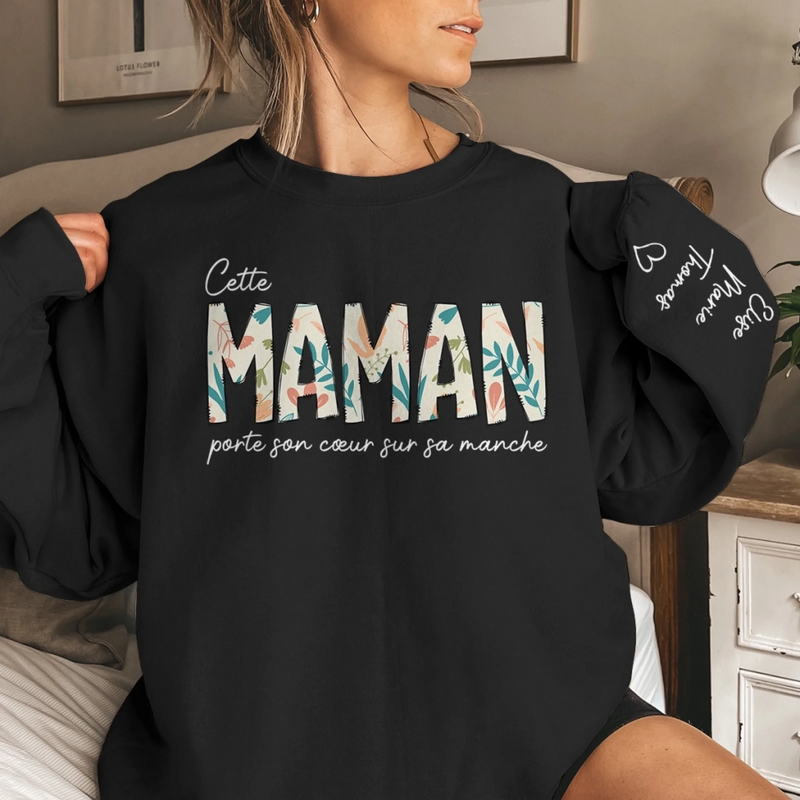 Sweatshirt Ou Hoodie Unisexe Personnalisé Avec Design Sur La Manche - Cadeaux Pour Maman, Grand-Mère - Cette Maman Aime Sans Limites