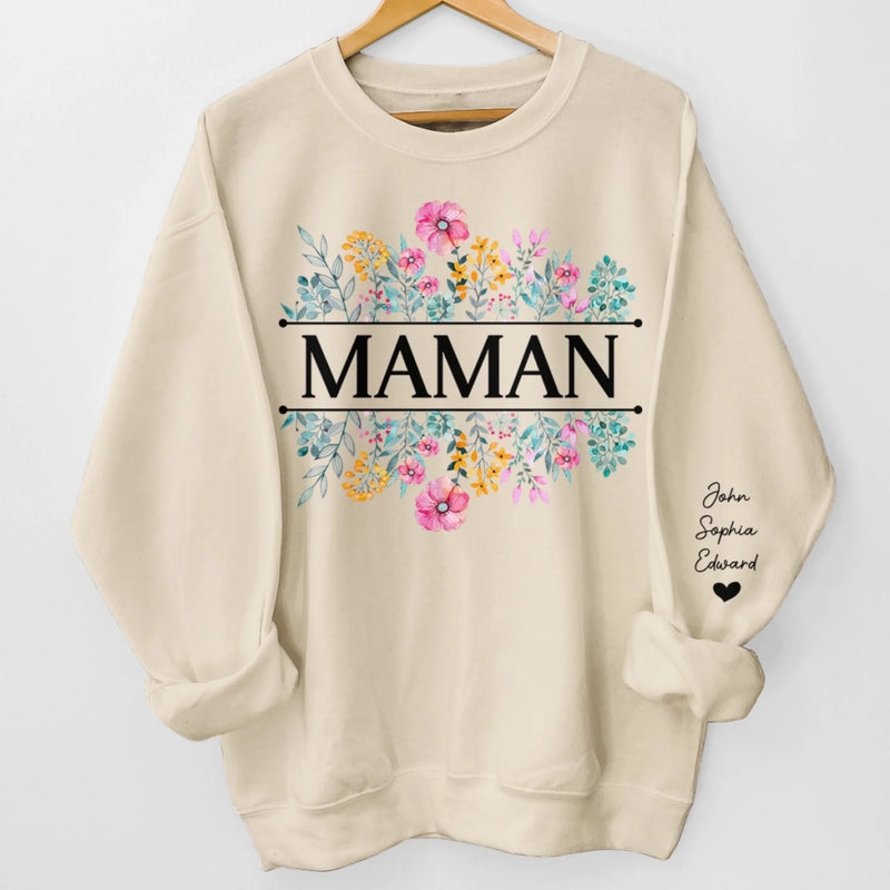 Sweatshirt Ou Hoodie Unisexe Personnalisé Avec Design Sur La Manche - Cadeaux Pour Maman, Grand-Mère - Le Joli Jardin De Maman