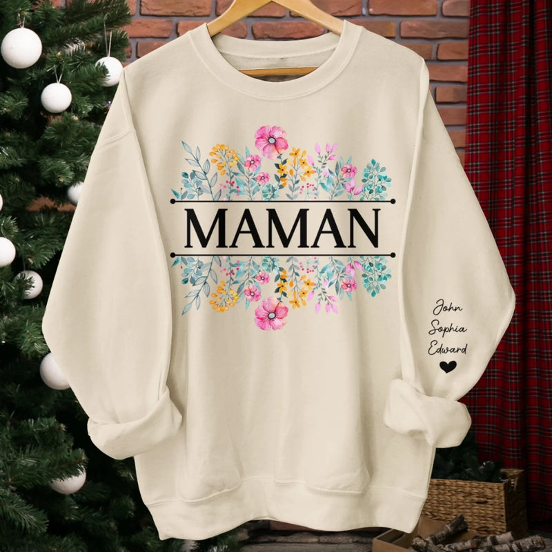 Sweatshirt Ou Hoodie Unisexe Personnalisé Avec Design Sur La Manche - Cadeaux Pour Maman, Grand-Mère - Le Joli Jardin De Maman