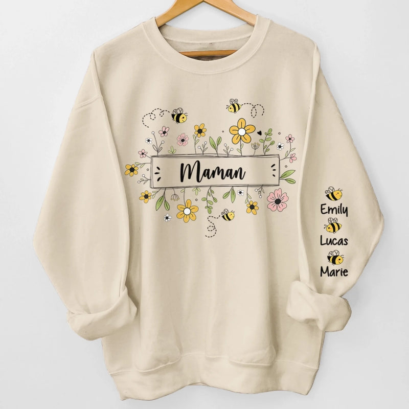 Sweatshirt Ou Hoodie Unisexe Personnalisé Avec Design Sur La Manche - Cadeaux Pour Maman, Grand-Mère - Le Doux Jardin De Maman