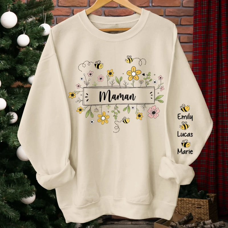 Sweatshirt Ou Hoodie Unisexe Personnalisé Avec Design Sur La Manche - Cadeaux Pour Maman, Grand-Mère - Le Doux Jardin De Maman