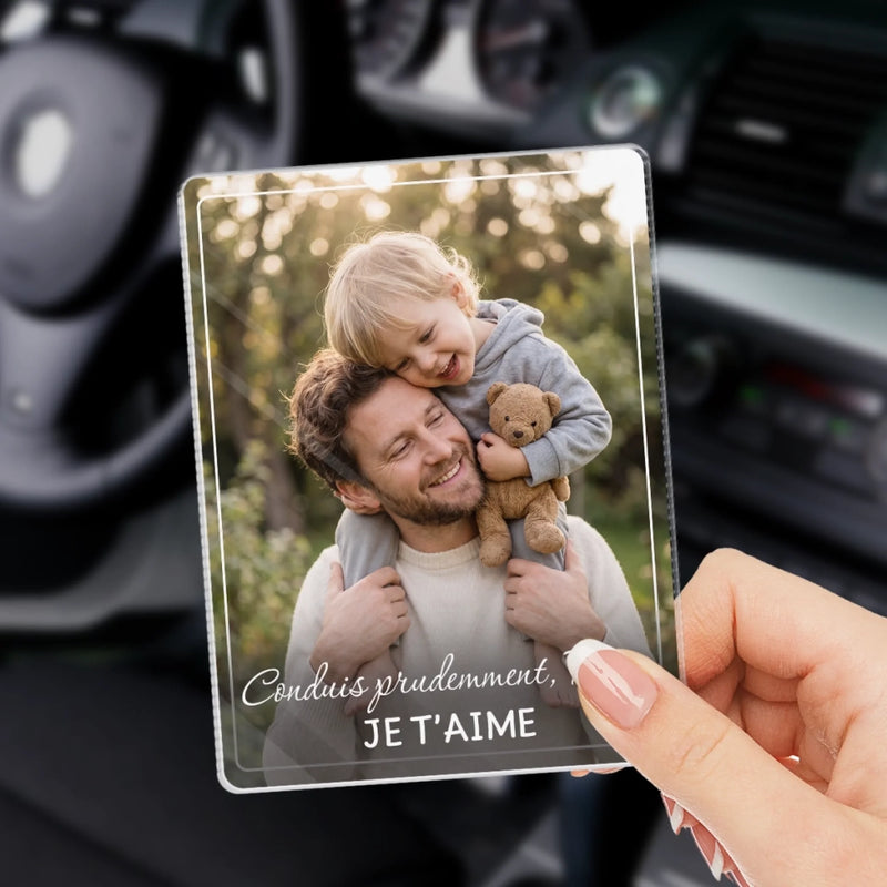Clip De Pare-soleil En Acrylique Personnalisé Avec Photo – Cadeau Pour Papa – Rentre Bien À La Maison