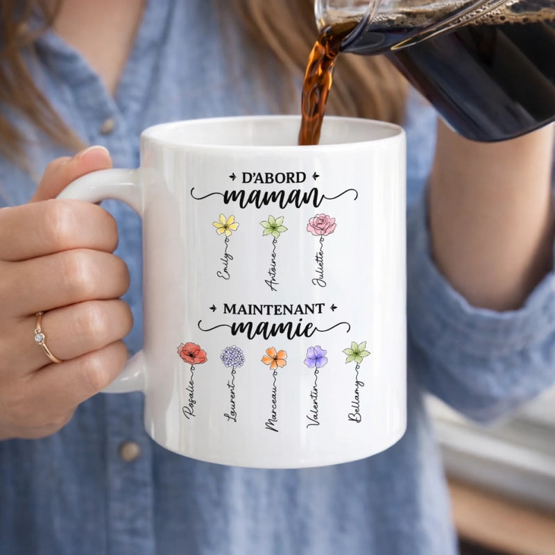 Tasse Personnalisée – Cadeau Pour Maman, Mamie – Nos Petites Fleurs