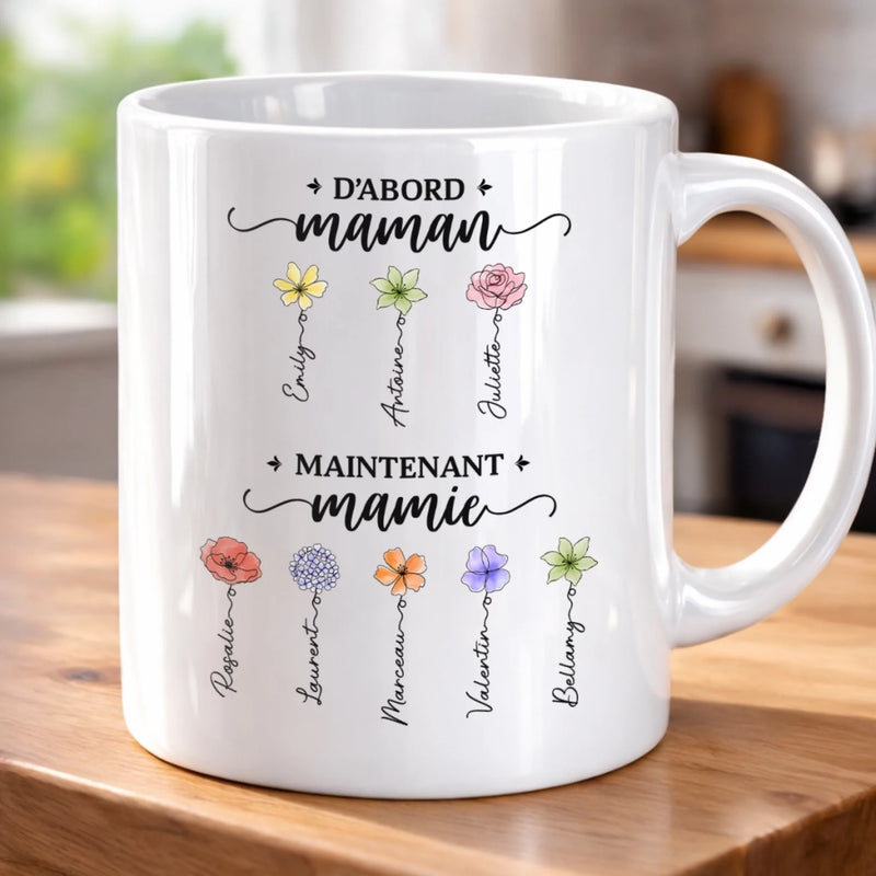 Tasse Personnalisée – Cadeau Pour Maman, Mamie – Nos Petites Fleurs