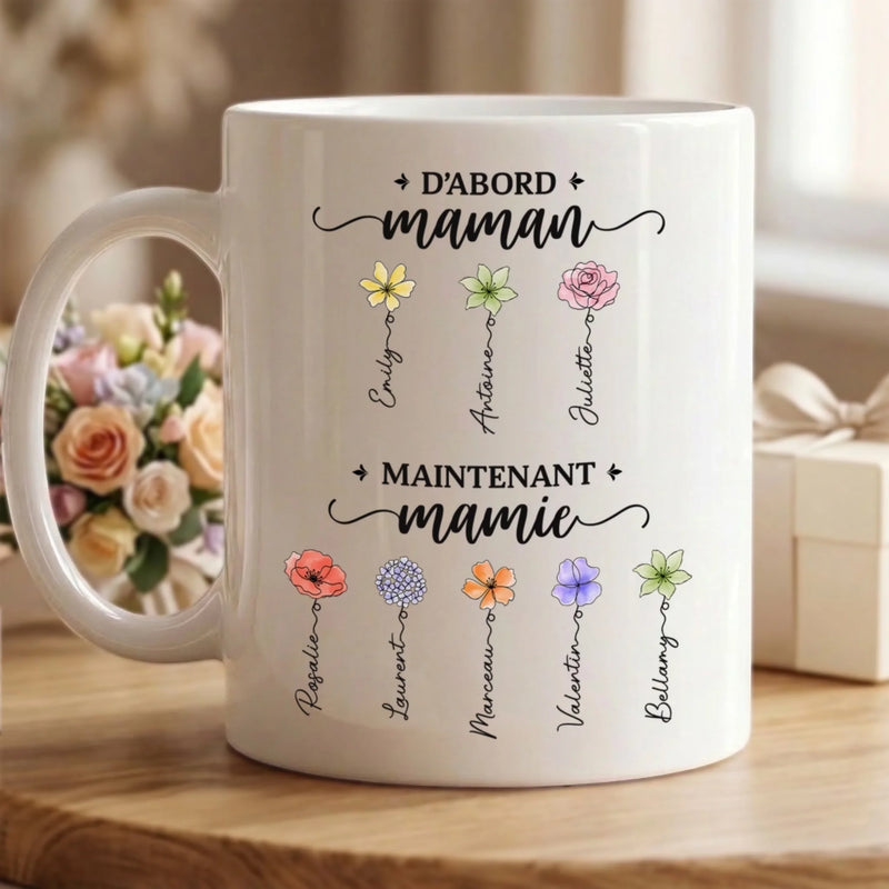Tasse Personnalisée – Cadeau Pour Maman, Mamie – Nos Petites Fleurs
