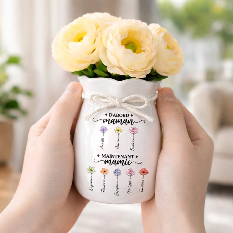 Vase À Fleurs Personnalisé Avec Corde – Cadeau Pour Mamie, Maman – Pour toujours aimée