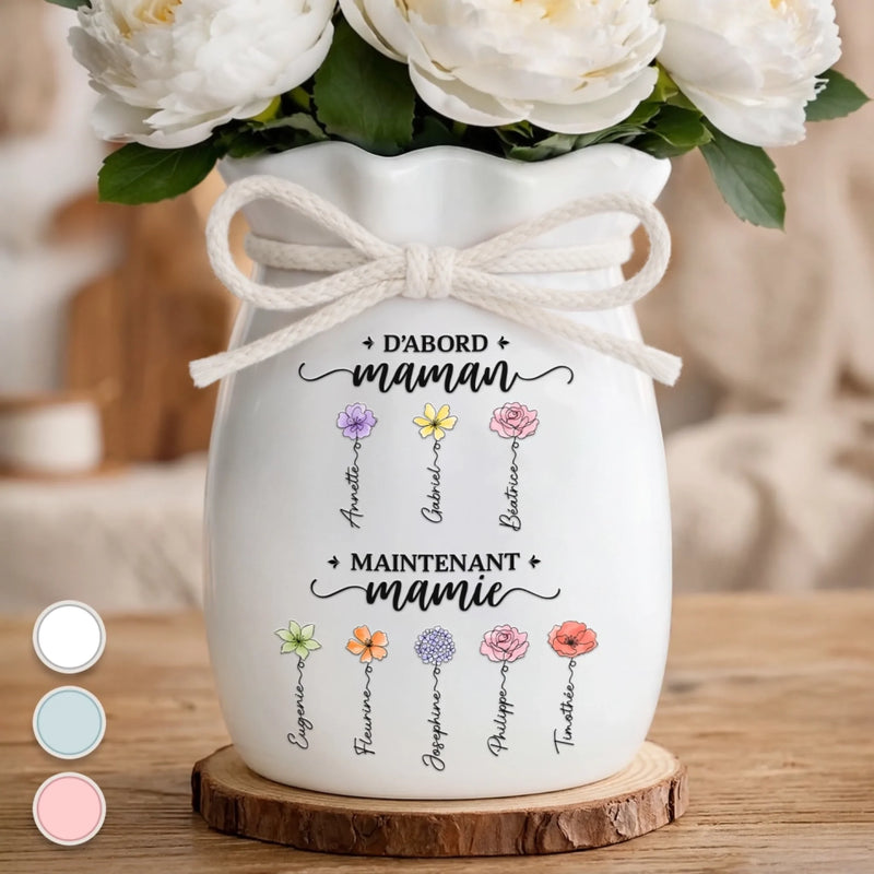 Vase À Fleurs Personnalisé Avec Corde – Cadeau Pour Mamie, Maman – Pour toujours aimée