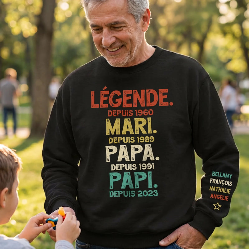 Sweatshirt Ou Hoodie Unisexe Personnalisé Avec Design Sur La Manche - Cadeaux Pour Papa, Grand-Père - Mon Cœur T’appartient