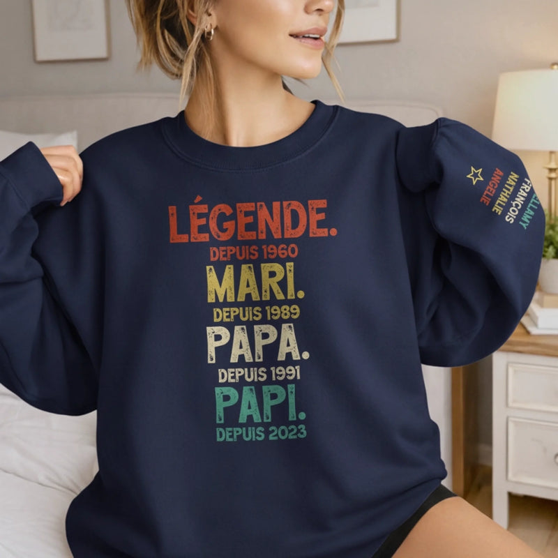 Sweatshirt Ou Hoodie Unisexe Personnalisé Avec Design Sur La Manche - Cadeaux Pour Papa, Grand-Père - Mon Cœur T’appartient