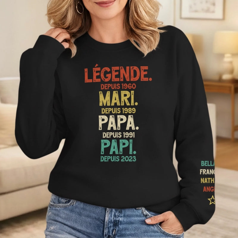 Sweatshirt Ou Hoodie Unisexe Personnalisé Avec Design Sur La Manche - Cadeaux Pour Papa, Grand-Père - Mon Cœur T’appartient
