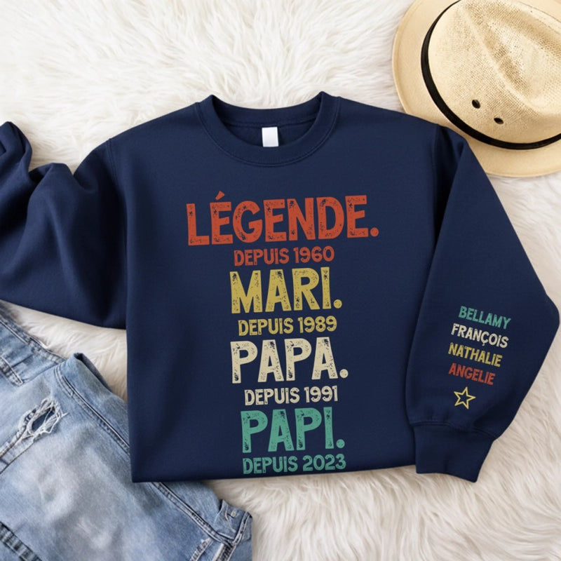 Sweatshirt Ou Hoodie Unisexe Personnalisé Avec Design Sur La Manche - Cadeaux Pour Papa, Grand-Père - Mon Cœur T’appartient