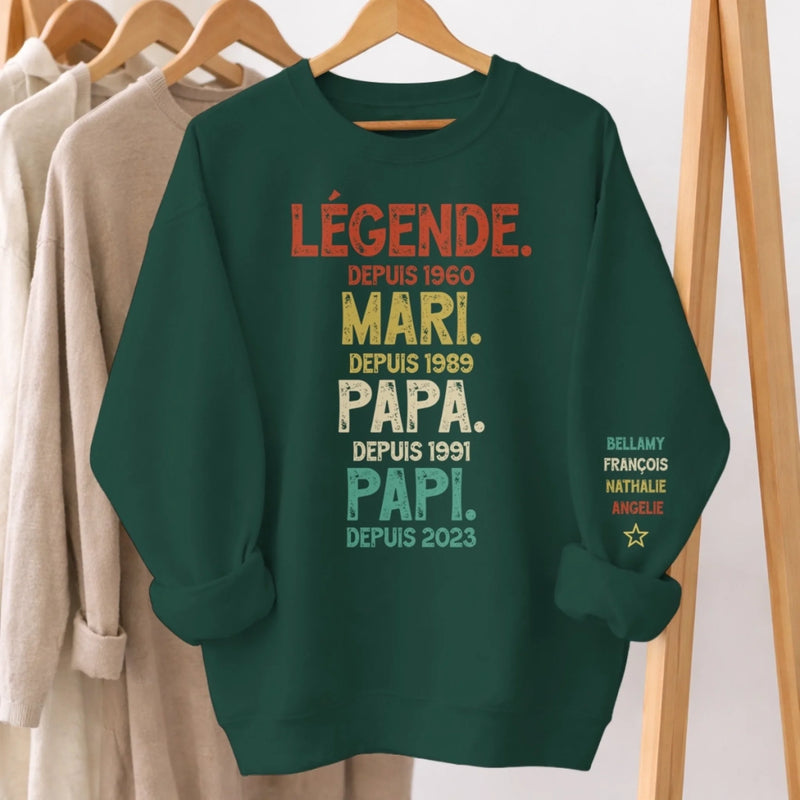Sweatshirt Ou Hoodie Unisexe Personnalisé Avec Design Sur La Manche - Cadeaux Pour Papa, Grand-Père - Mon Cœur T’appartient