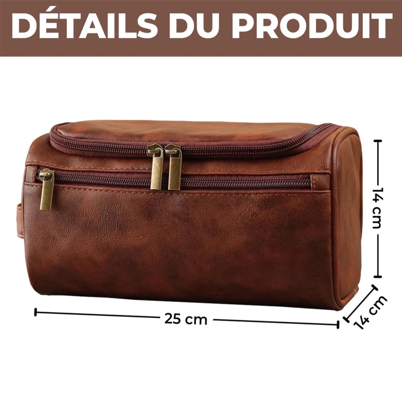 Trousse de toilette en cuir gravée personnalisée – Cadeau pour Papy, Papa – Légende pour toujours