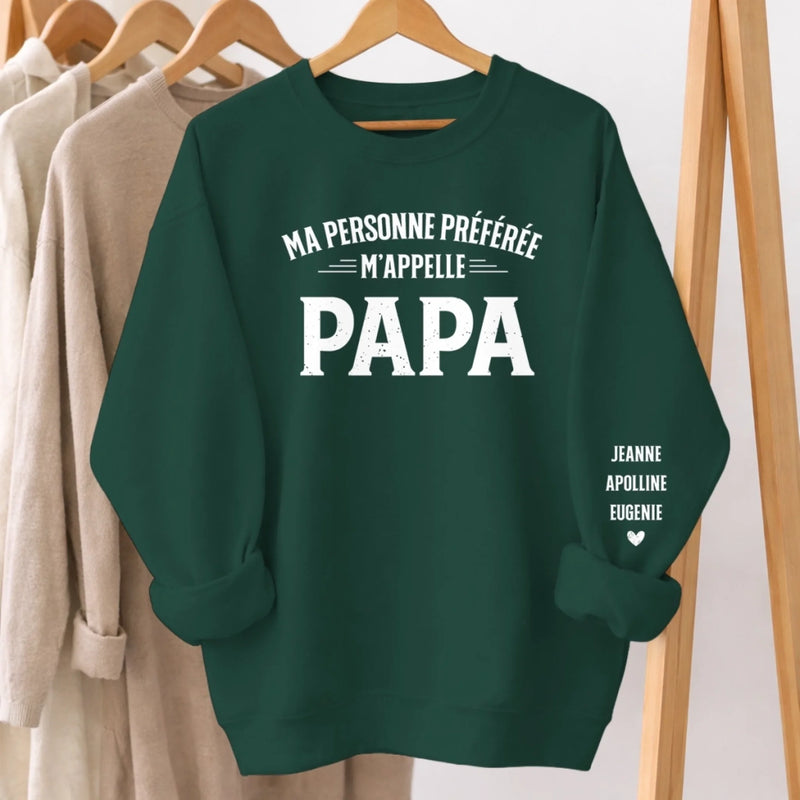 Sweatshirt Ou Hoodie Unisexe Personnalisé Avec Design Sur La Manche - Cadeaux Pour Papa, Grand-Père - Mon Bonheur M’appelle Papa