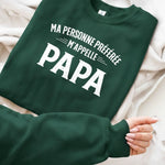 Sweatshirt Ou Hoodie Unisexe Personnalisé Avec Design Sur La Manche - Cadeaux Pour Papa, Grand-Père - Mon Bonheur M’appelle Papa