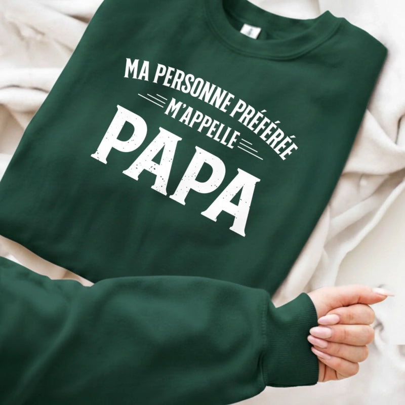 Sweatshirt Ou Hoodie Unisexe Personnalisé Avec Design Sur La Manche - Cadeaux Pour Papa, Grand-Père - Mon Bonheur M’appelle Papa