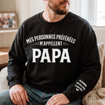 Sweatshirt Ou Hoodie Unisexe Personnalisé Avec Design Sur La Manche - Cadeaux Pour Papa, Grand-Père - Mon Bonheur M’appelle Papa