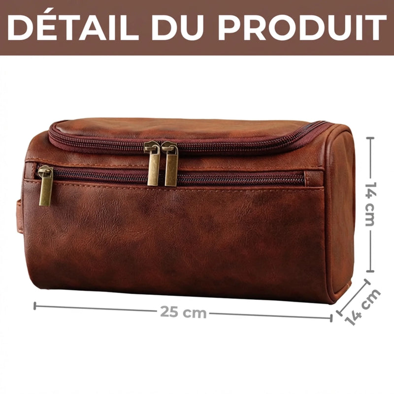 Trousse de toilette en cuir gravée personnalisée – Cadeau pour Papy, Papa – Toujours une légende