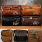 Trousse de toilette en cuir gravée personnalisée – Cadeau pour Papy, Papa – Un papa fort