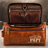 Trousse de toilette en cuir gravée personnalisée – Cadeau pour Papy, Papa – Un papa fort