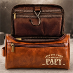 Trousse de toilette en cuir gravée personnalisée – Cadeau pour Papy, Papa – Un papa fort