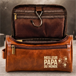 Trousse de toilette en cuir gravée personnalisée – Cadeau pour Papy, Papa – Légende pour toujours
