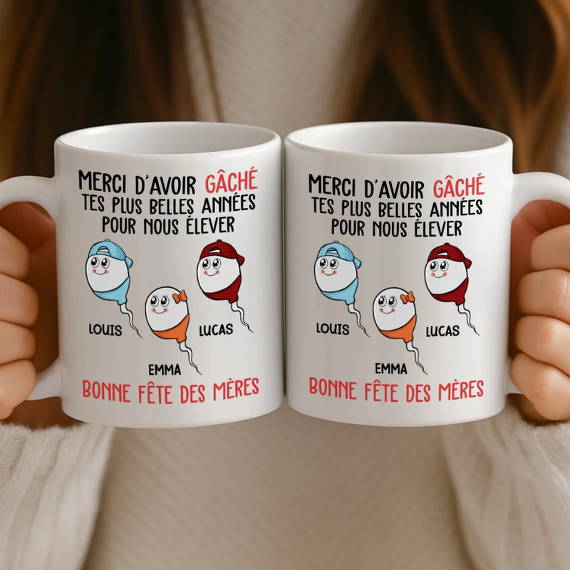 Mug Personnalisé –  Cadeau Fête des Mères – Cadeau Humoristiques pour Maman – Merci De Nous Avoir Supportés