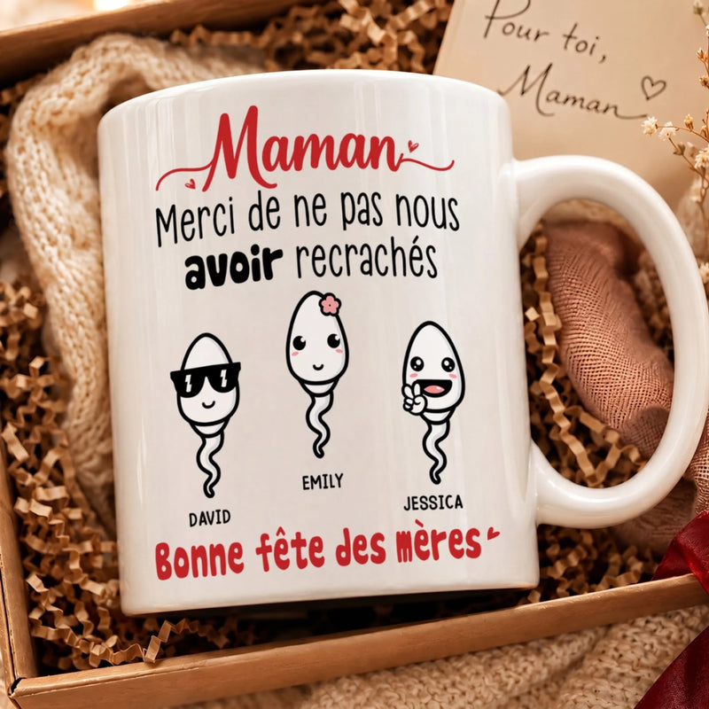 Mug Personnalisé –  Cadeau Fête des Mères – Cadeau Humoristiques pour Maman – Merci De M’avoir Gardé