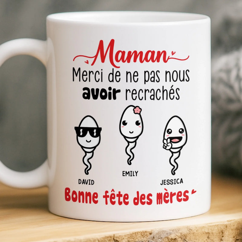 Mug Personnalisé –  Cadeau Fête des Mères – Cadeau Humoristiques pour Maman – Merci De M’avoir Gardé