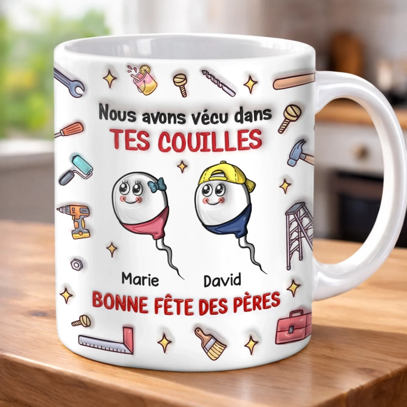 Mug Personnalisé à Effet 3D Gonflé – Cadeau Pour La Fête Des Pères – Cadeaux Amusants Pour Papa – Merci pour Tout
