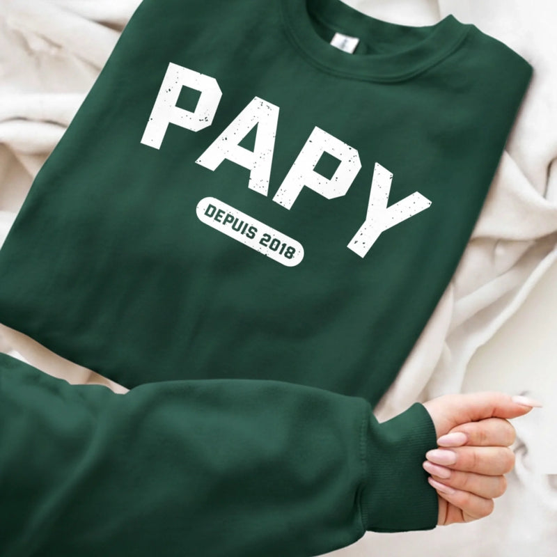Sweatshirt Ou Hoodie Unisexe Personnalisé Avec Design Sur La Manche - Cadeaux Pour Papa, Grand-Père - Le Bonheur Commence Avec Papa