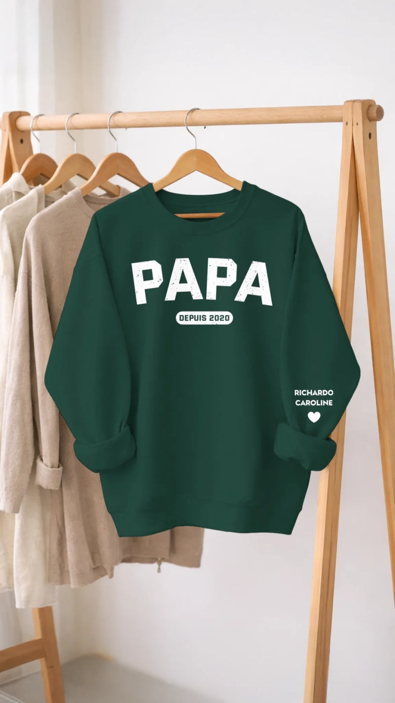 Sweatshirt Ou Hoodie Unisexe Personnalisé Avec Design Sur La Manche - Cadeaux Pour Papa, Grand-Père - Le Bonheur Commence Avec Papa