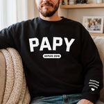 Sweatshirt Ou Hoodie Unisexe Personnalisé Avec Design Sur La Manche - Cadeaux Pour Papa, Grand-Père - Le Bonheur Commence Avec Papa
