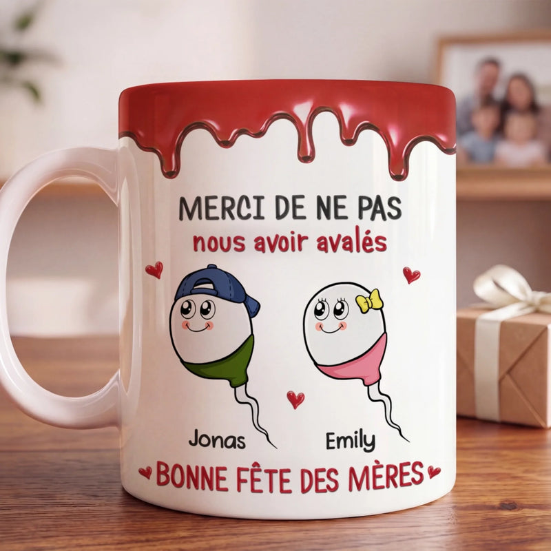 Mug Personnalisé à Effet 3D Gonflé – Cadeau Fête des Mères – Cadeau Humoristiques pour Maman – Élevée Par L'amour