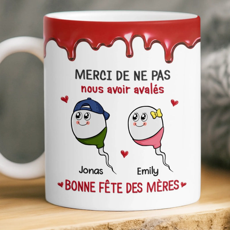 Mug Personnalisé à Effet 3D Gonflé – Cadeau Fête des Mères – Cadeau Humoristiques pour Maman – Élevée Par L'amour