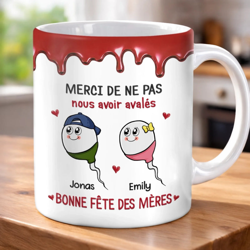 Mug Personnalisé à Effet 3D Gonflé – Cadeau Fête des Mères – Cadeau Humoristiques pour Maman – Élevée Par L'amour