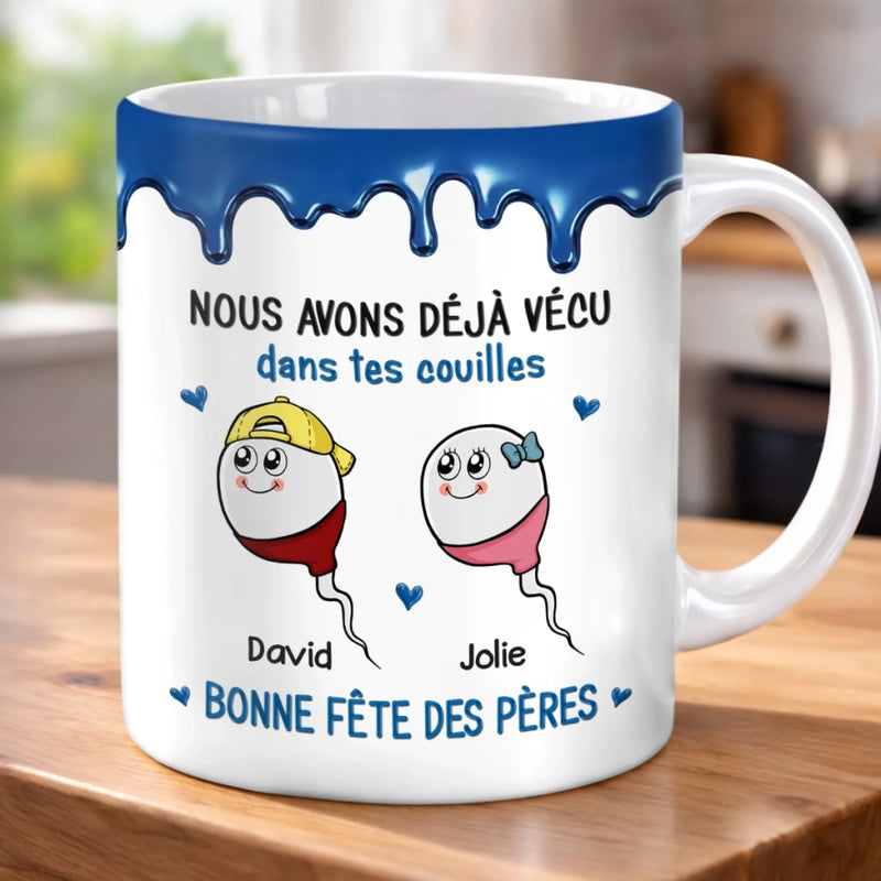 Mug Personnalisé à Effet 3D Gonflé – Cadeau Fête des Pères – Cadeau Humoristiques pour Papa – Survivante de Toute Mon Enfance