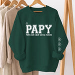 Sweatshirt Ou Hoodie Unisexe Personnalisé Avec Design Sur La Manche - Cadeau Pour Papa, Papy - Avec Papa Vient Le Bonheur