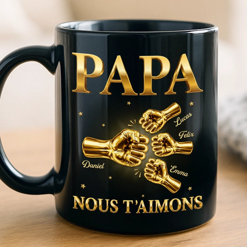 Mug Noir Personnalisé – Cadeau Pour Papy, Papa – Première Rencontre Avec Papa